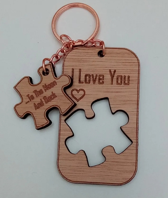 Houten sleutelhanger met lasergravure